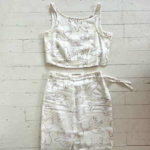 Paloma Wool White Linen Two-Piece Skirt Set (Size 34)